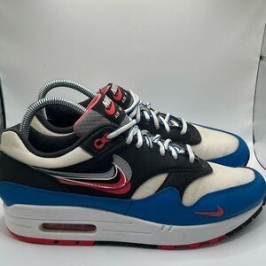 Nike AirMax 1 Time Capsule CT1623-00 Black and Blue Sneakers w/Air Max Comfort